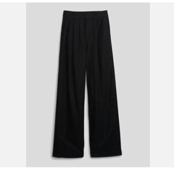 GAP Y2k Pleated LINEN Wide-Leg BOHO Trouser Black Pants Size 18 PETITE #541190 - Picture 4 of 10